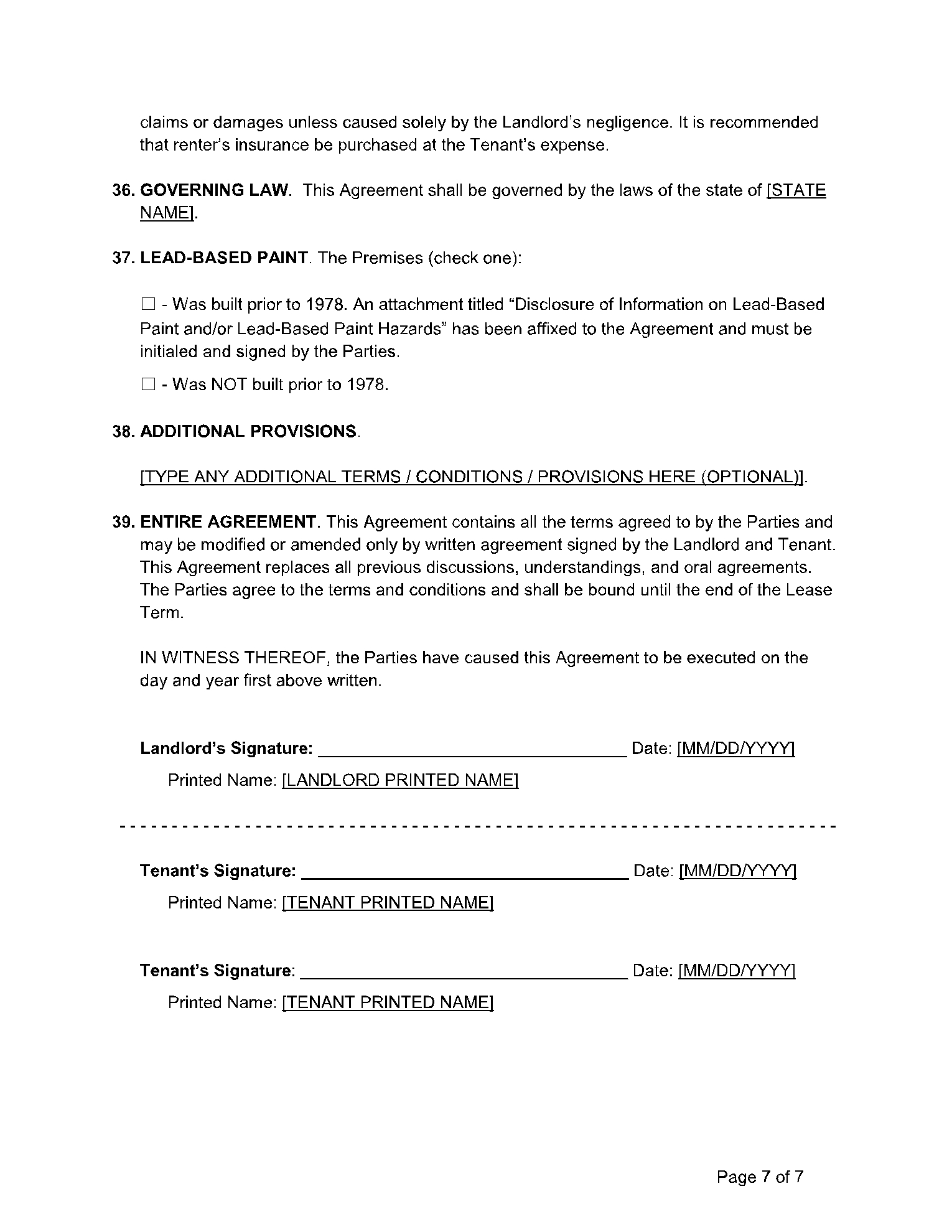 Free Printable Pennsylvania Lease Agreement Template Free Printable Pennsylvania Lease Agreement Template