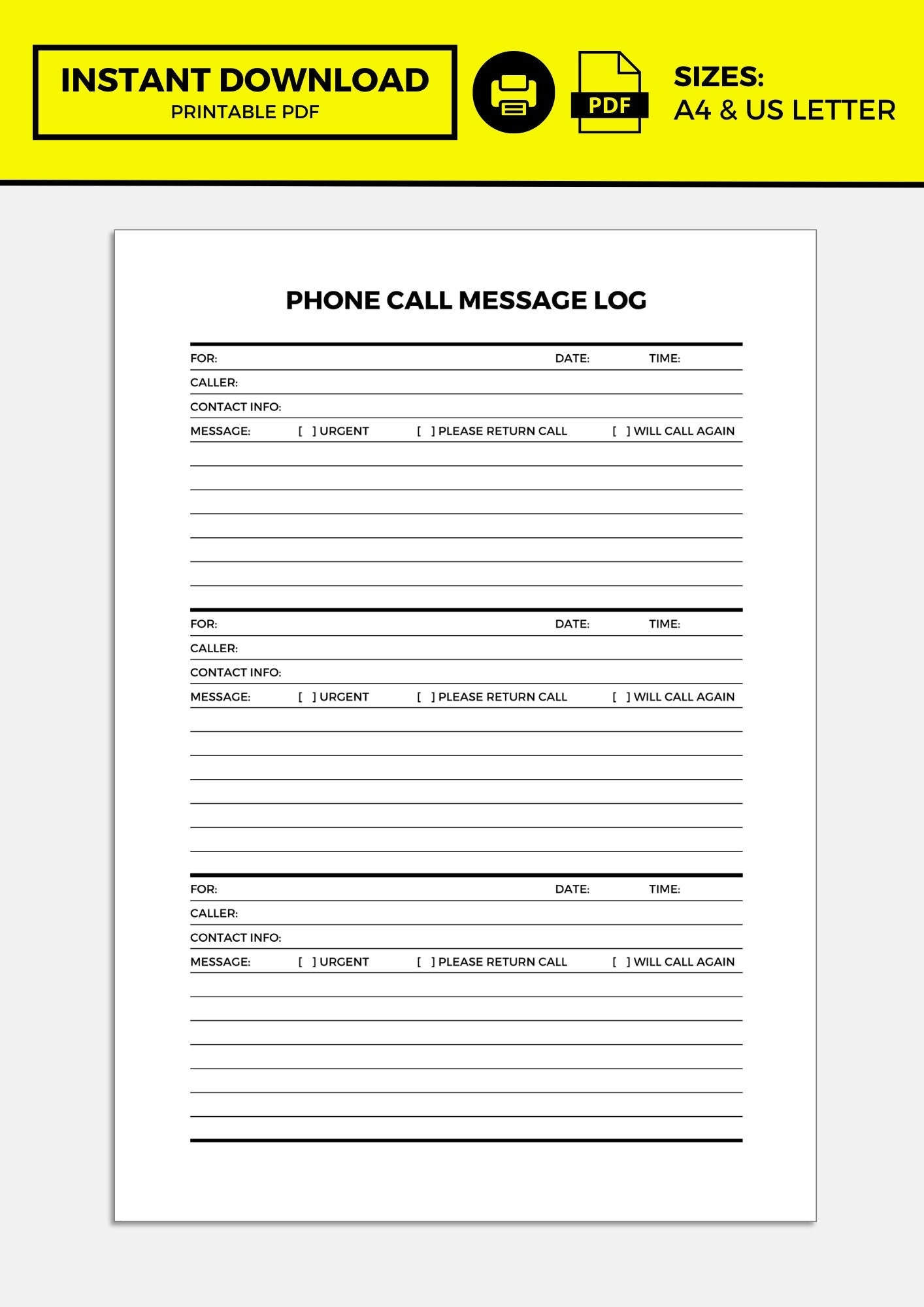 Free Printable Phone Messages Templates