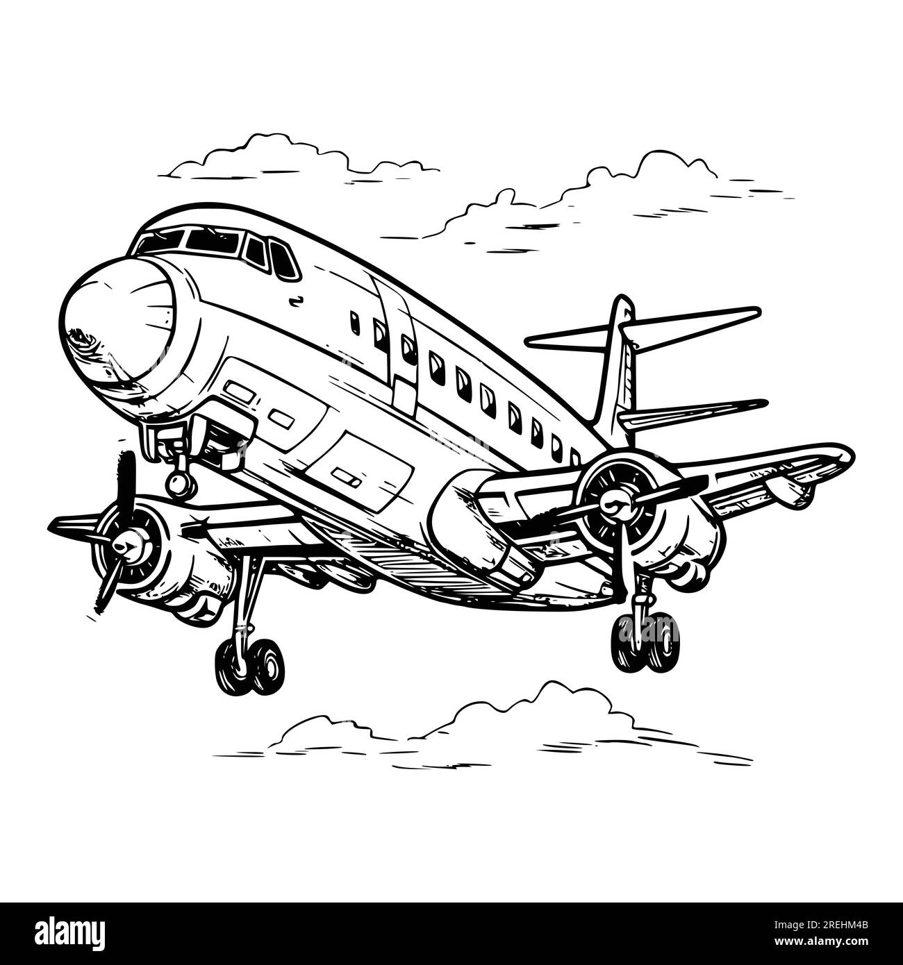 Plane Coloring Sheet Black And White Stock Photos Images Alamy