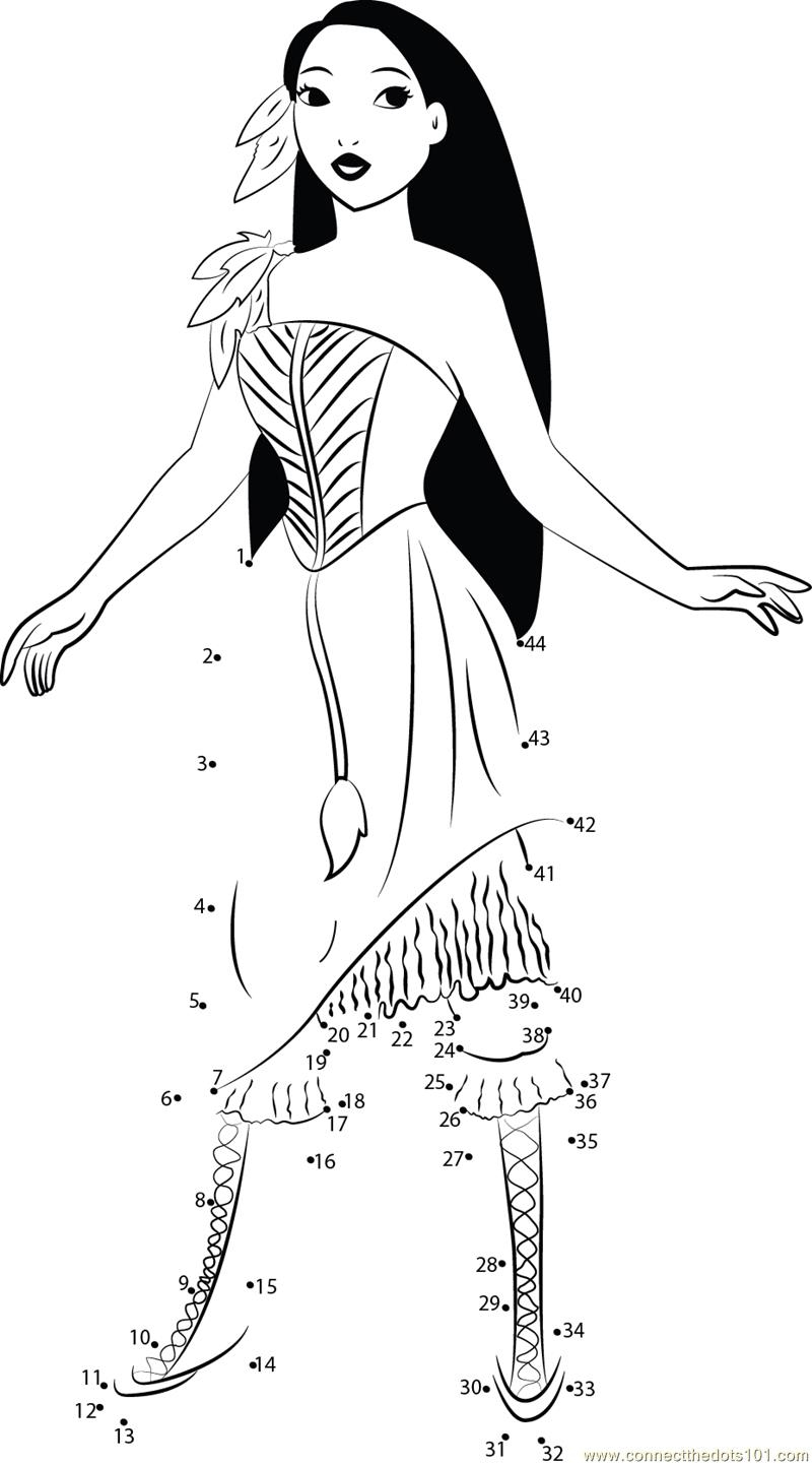 Pocahontas Dot To Dot Printable Worksheet Connect The Dots