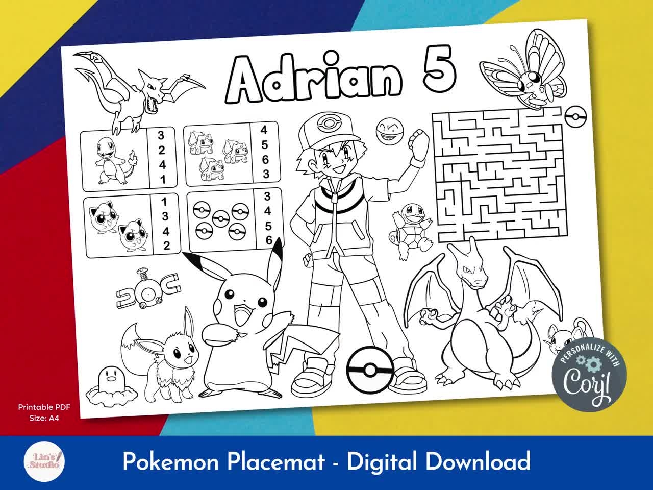 Pokemon Coloring Sheet Birthday Party Placemat Kids Activity Personalized Any Age Printable Digital Download Etsy Pokemon Coloring Sheet Birthday Party Placemat Kids Activity Personalized Any Age Printable Digital Download Etsy