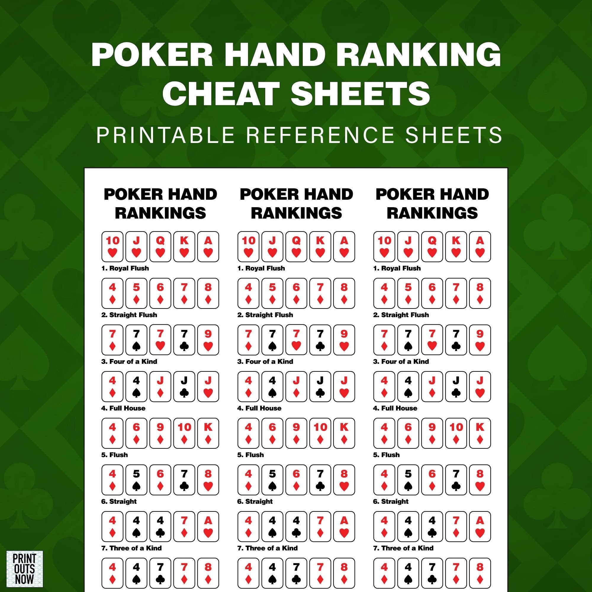 Poker Hand Ranking Cheat Sheet Print Out Instant Download For Texas Hold em Stud Draw More Etsy Poker Hand Ranking Cheat Sheet Print Out Instant Download For Texas Hold em Stud Draw More Etsy