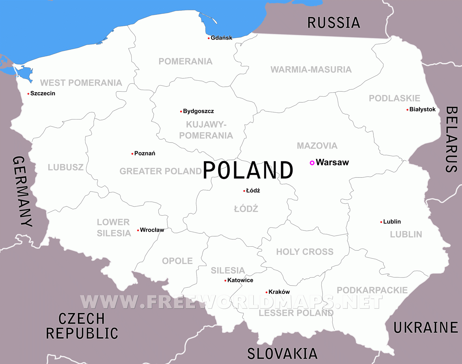 Poland Political Map Poland Political Map