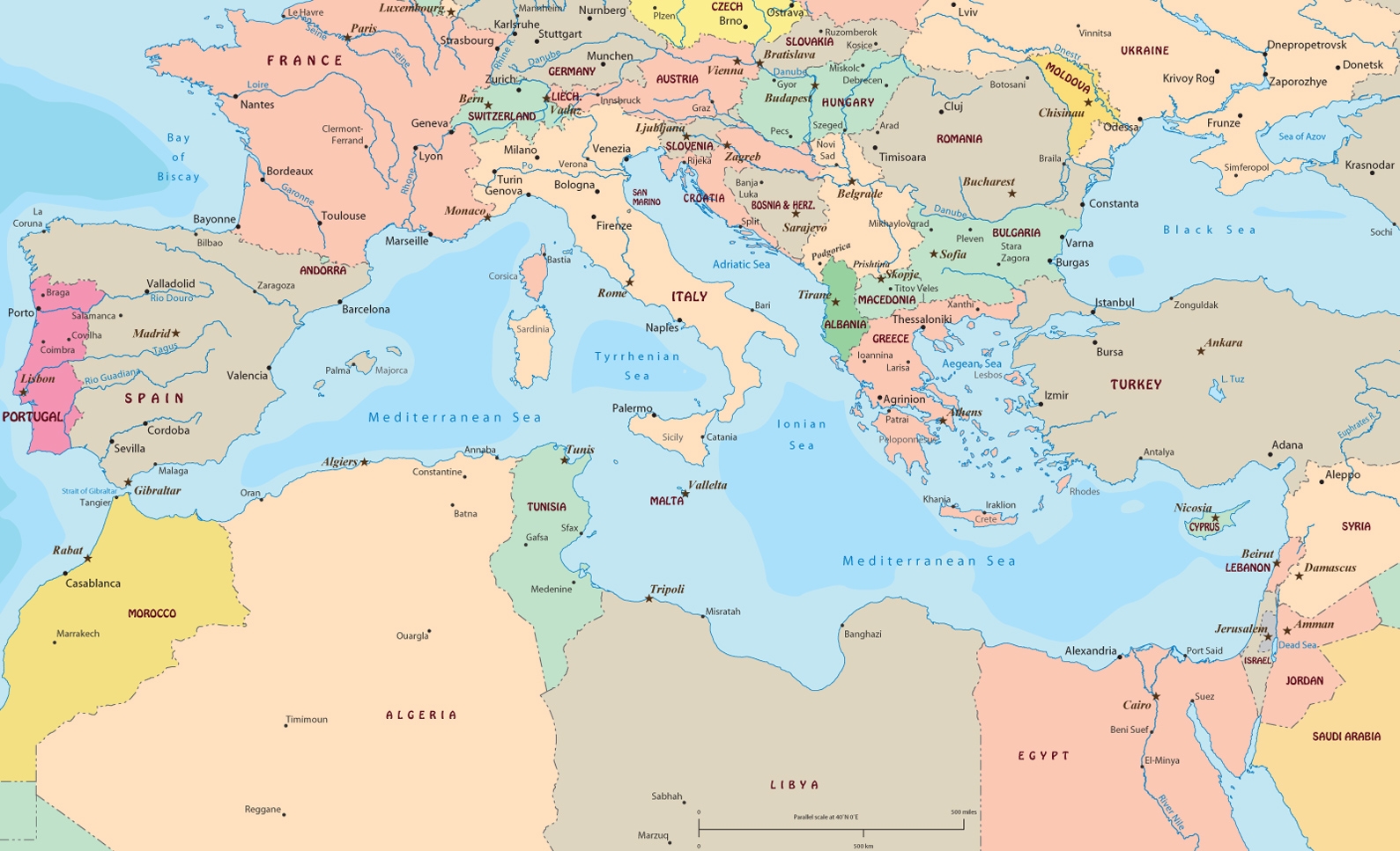 Political Map Of Mediterranean Sea Region