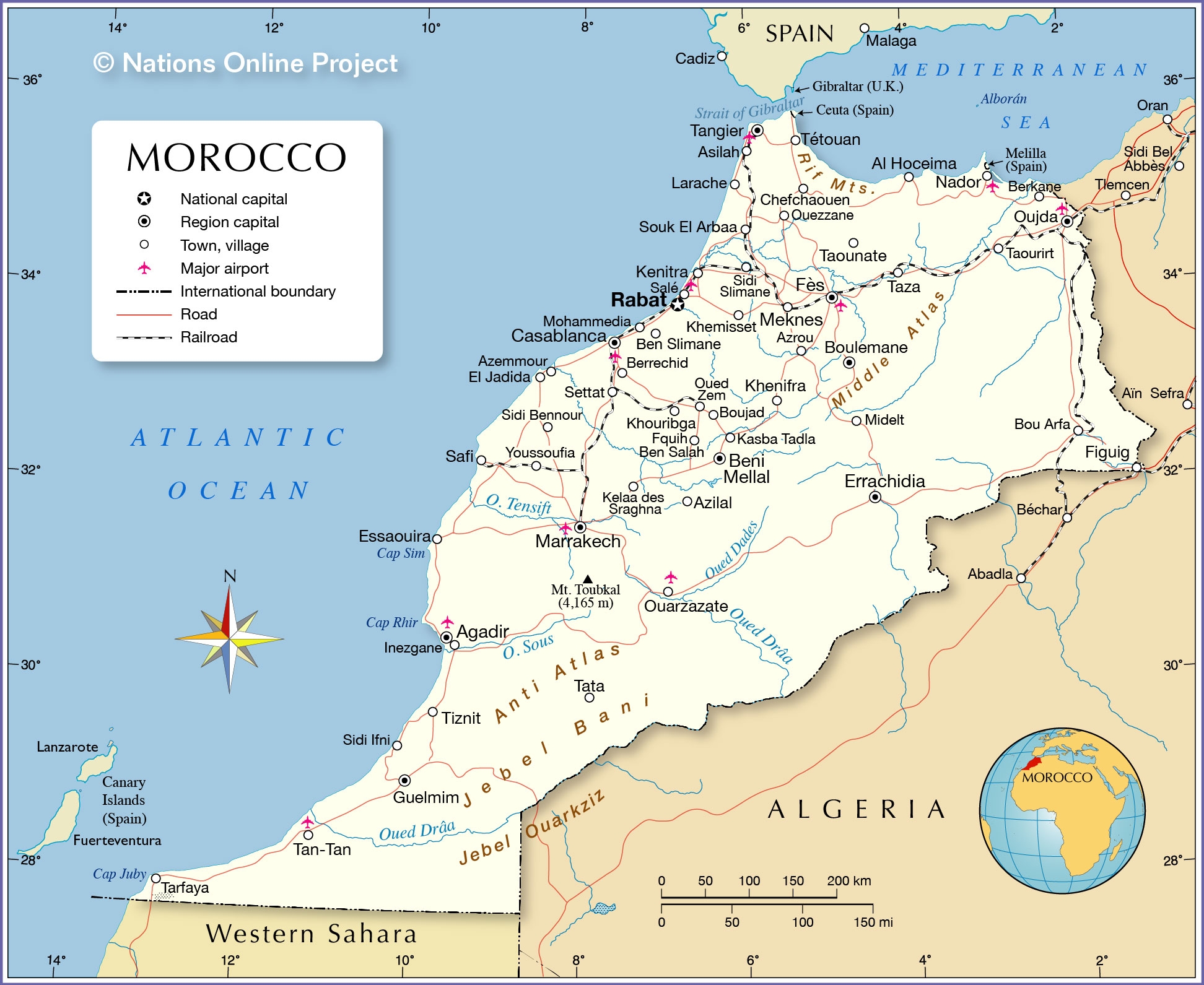 Political Map Of Morocco Nations Online Project