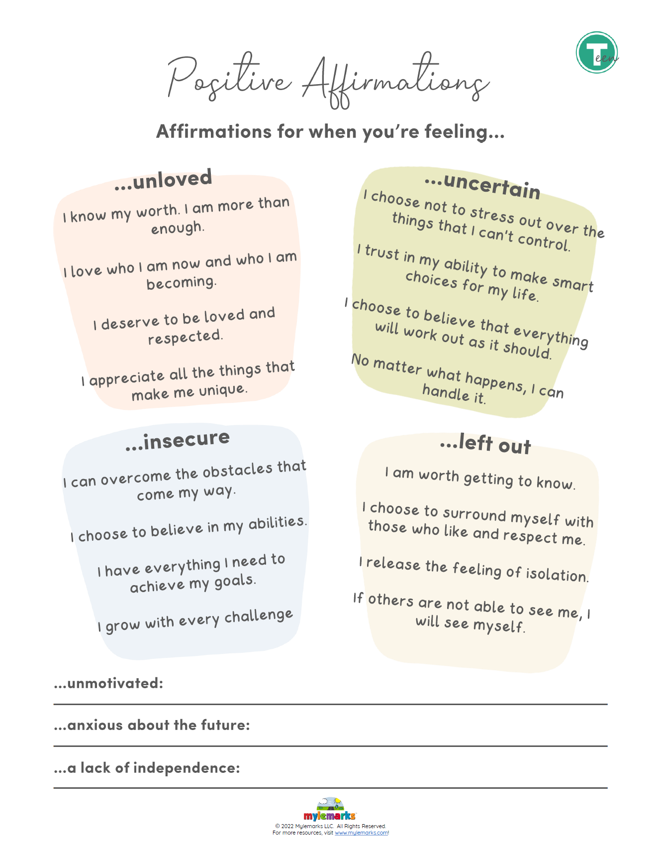 Positive Affirmations Teen 