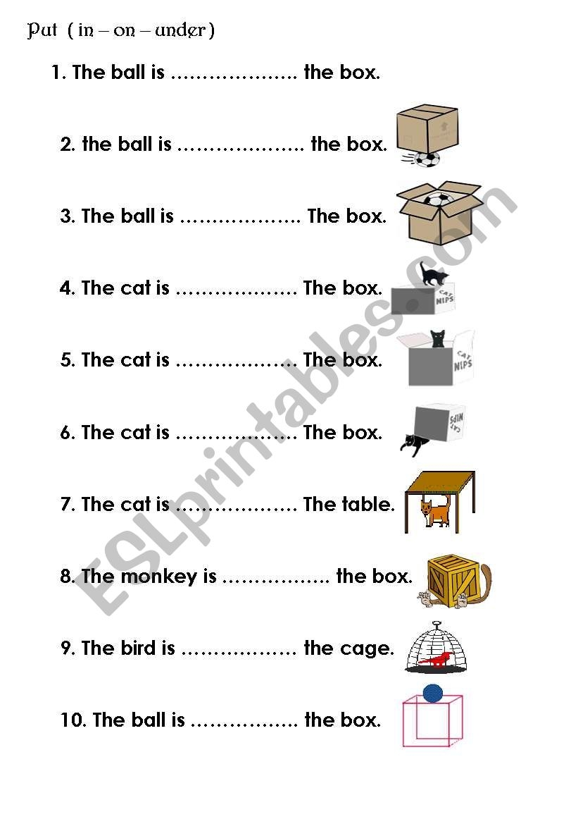 Preposition In On Under ESL Worksheet By Loonelly Preposition In On Under ESL Worksheet By Loonelly