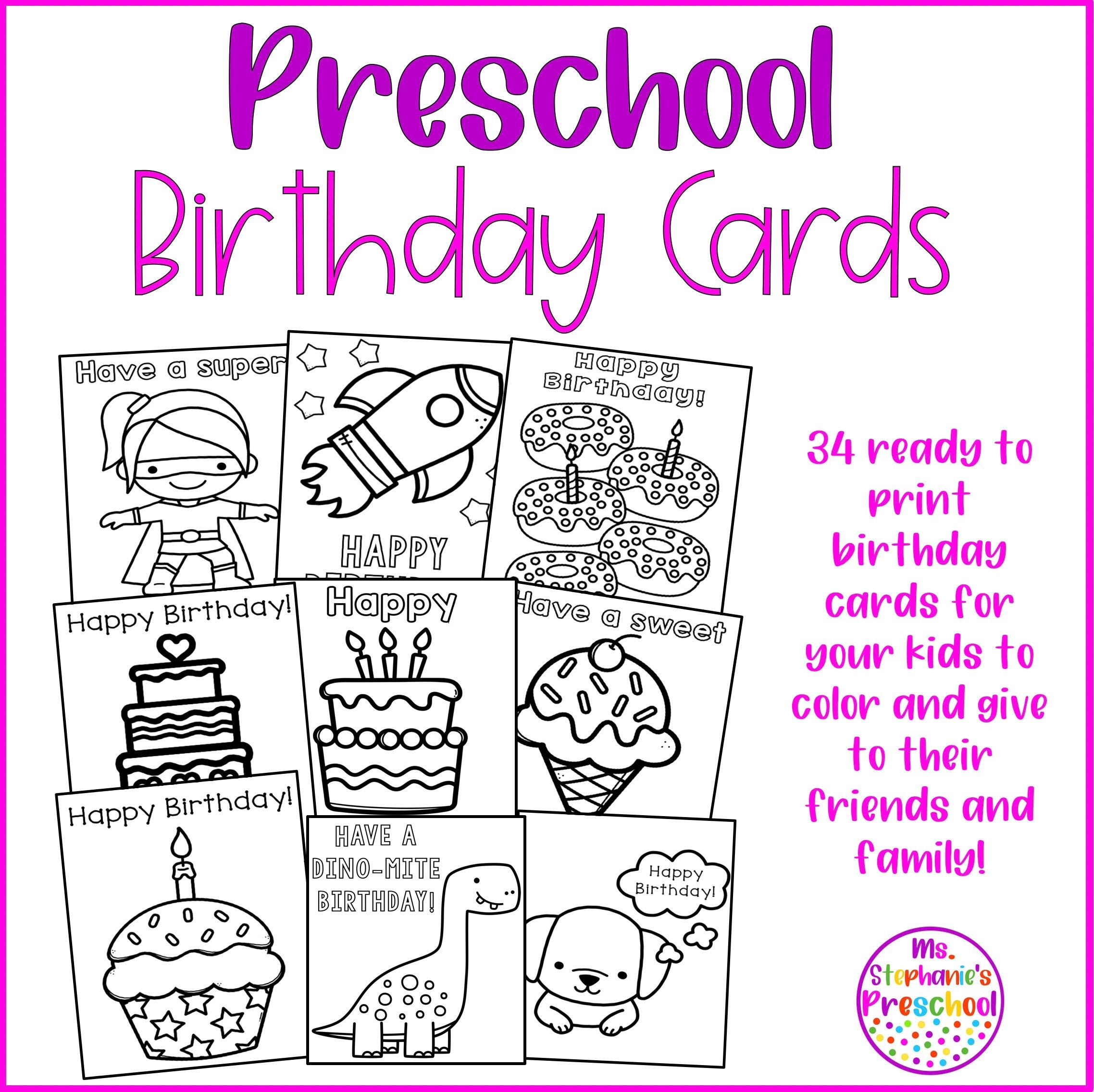 Preschool Birthday Cards Coloring Birthday Cards Preschool 