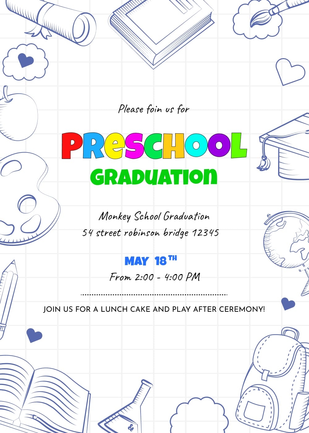 Preschool Graduation Invite Template Worksheets Library