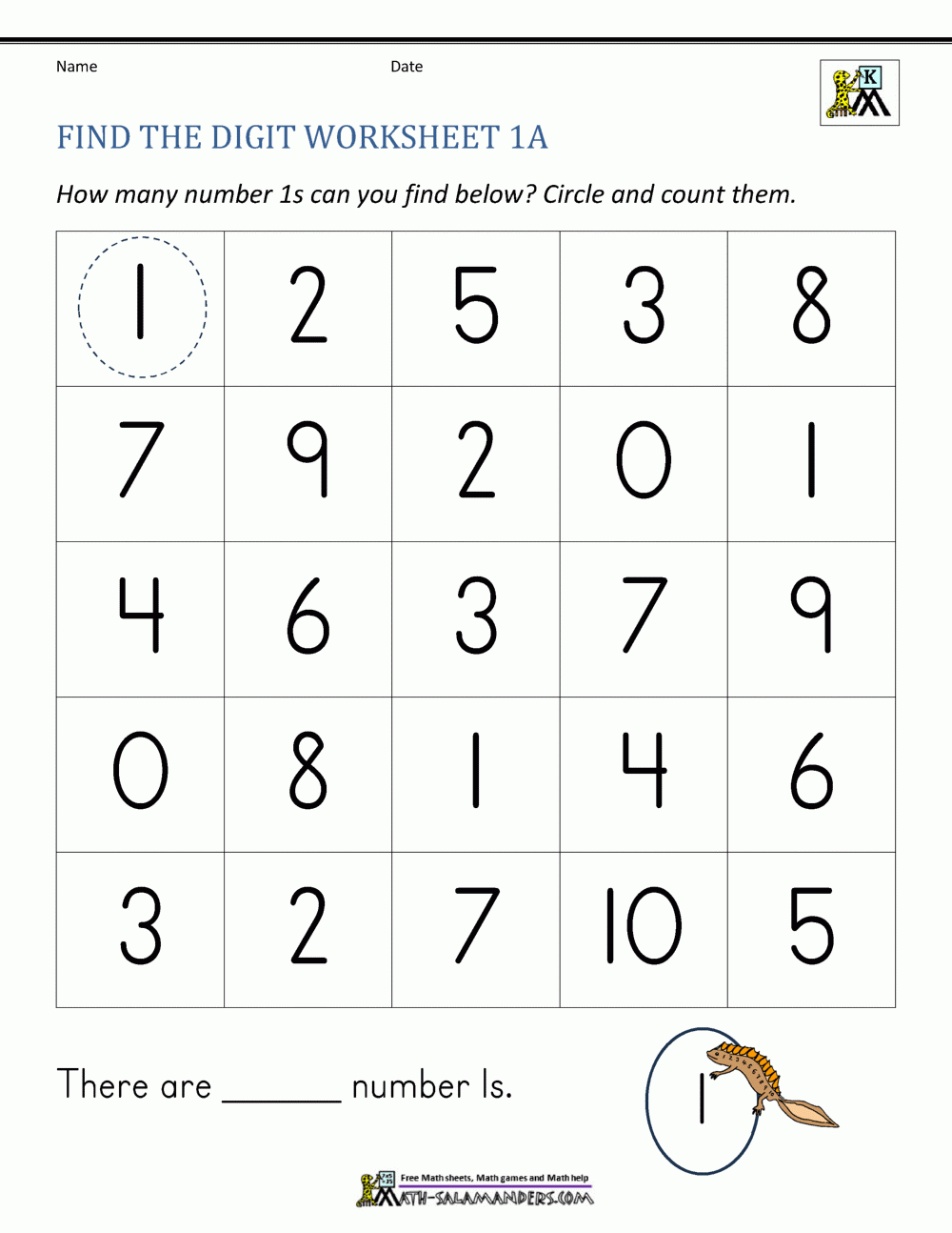 Preschool Number Worksheets 1 10