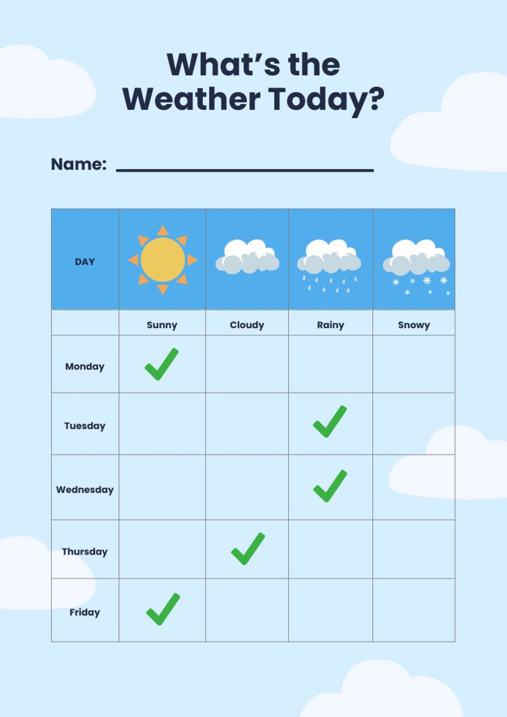 Free Printable Weather Chart For Preschool