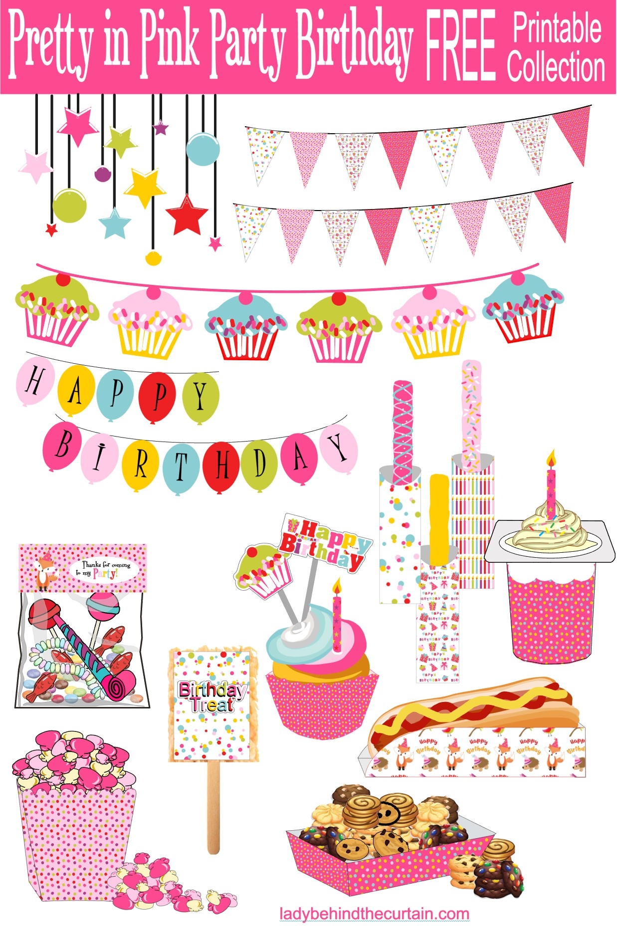 Pretty In Pink Birthday Party FREE Printable Collection