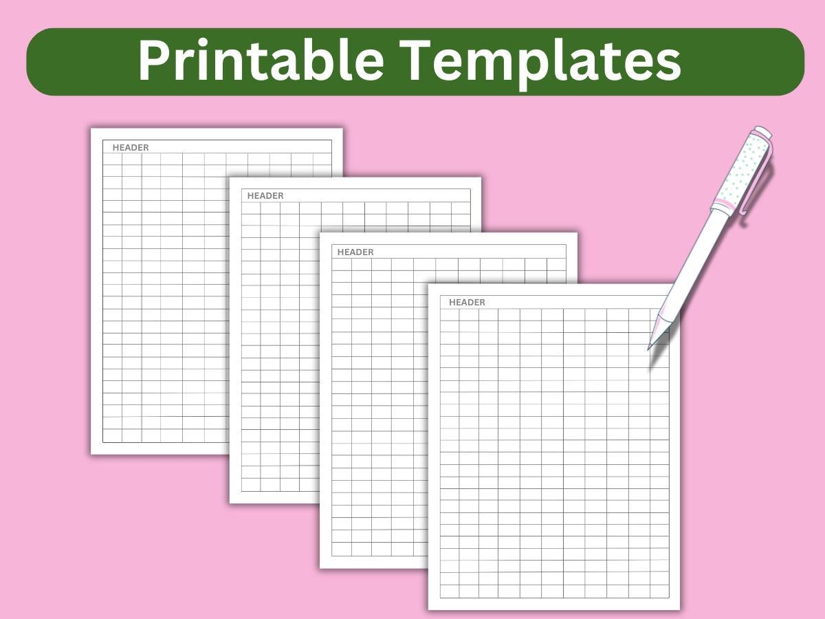Printable 11 column Chart Template Blank Table Grid PDF JPG PNG Etsy
