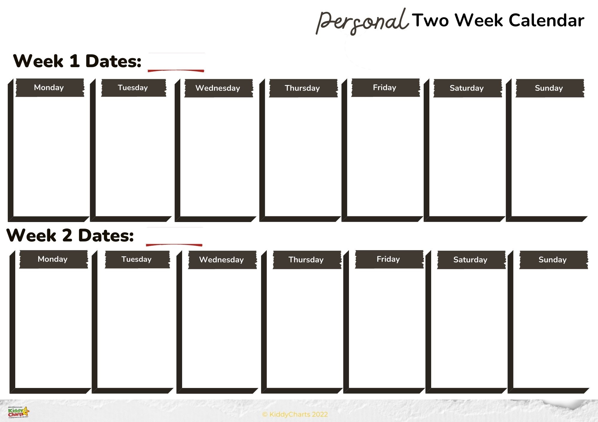 Printable 2 Week Calendar Template To Organise Your Life