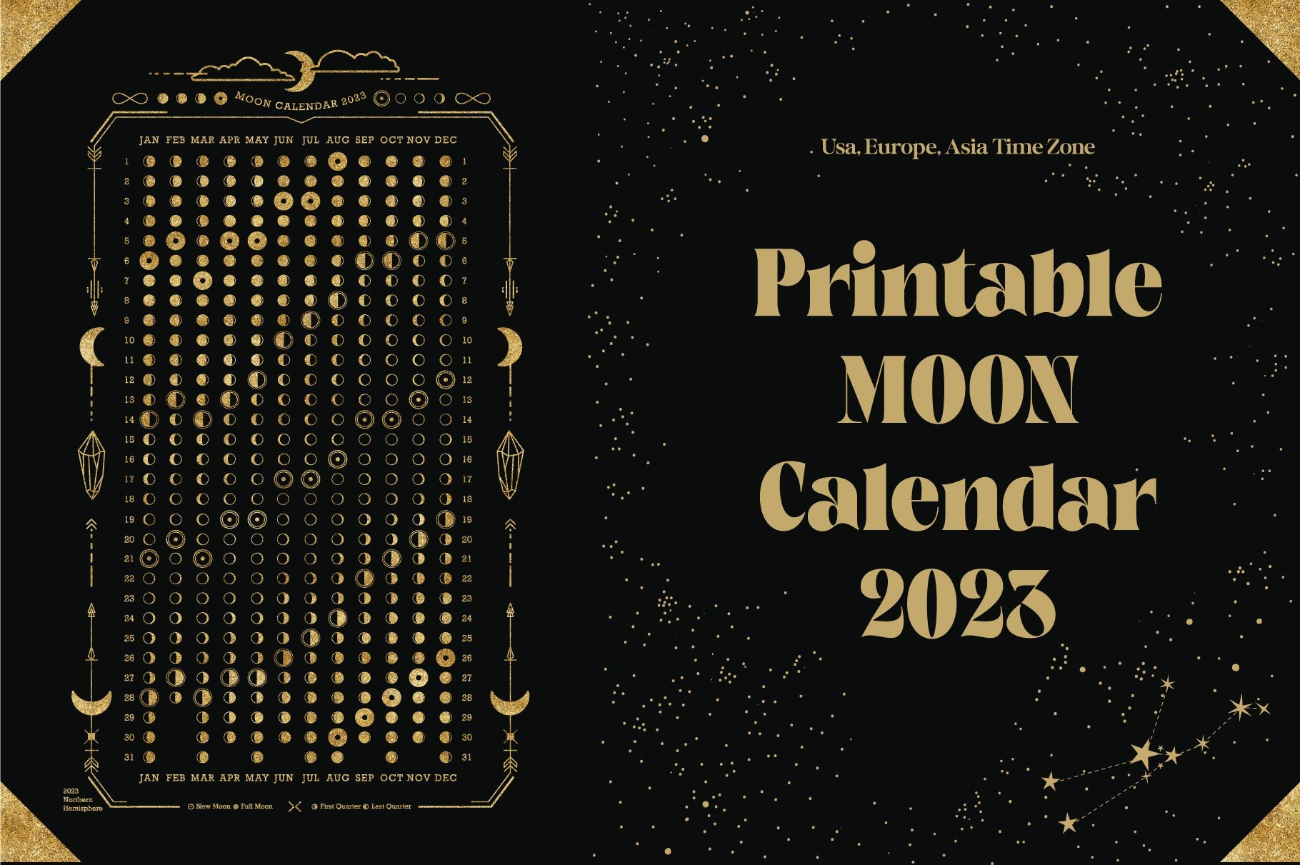 Printable 2023 Moon Phases Calendar Monthly Moon Phases Printable 2023 Moon Phases Calendar Monthly Moon Phases