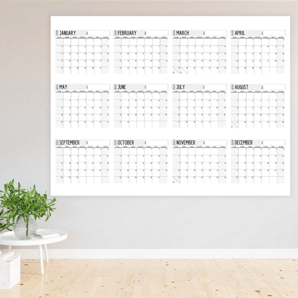 Printable 2026 Giant Wall Calendar See All 12 Months At Once