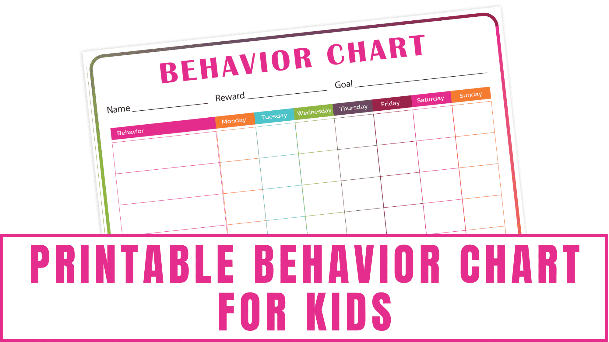 Printable Behavior Chart For Kids