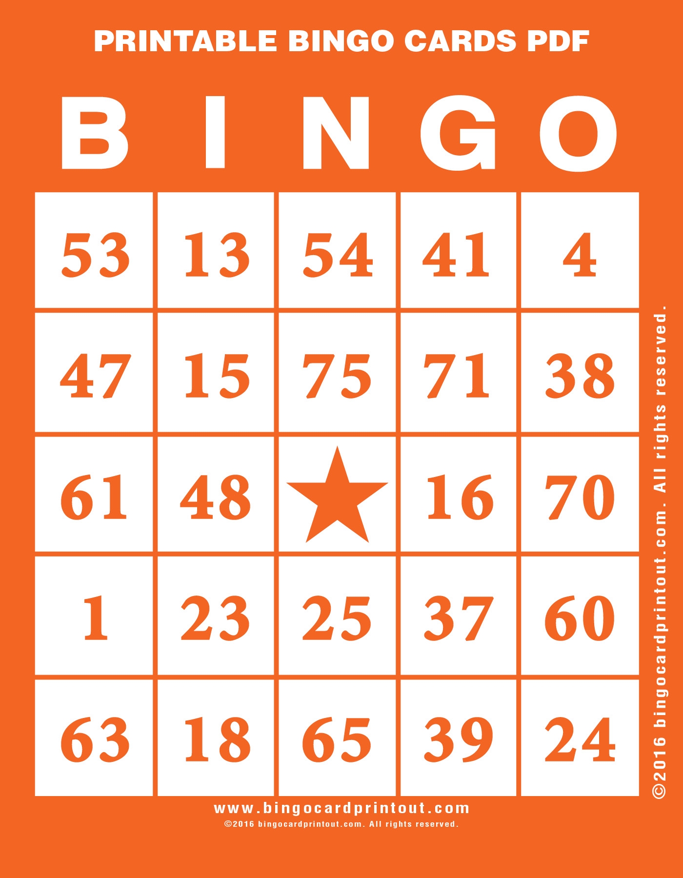 Printable Bingo Sheet