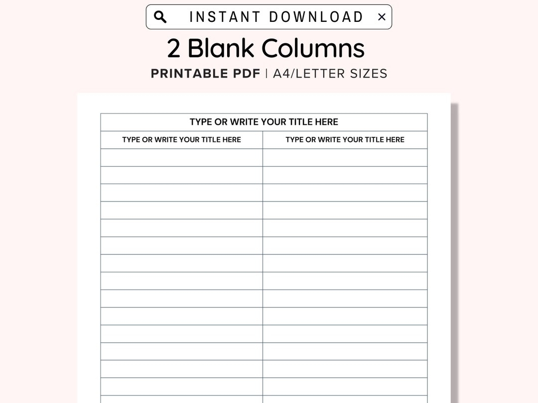 Printable Blank Column Sheet