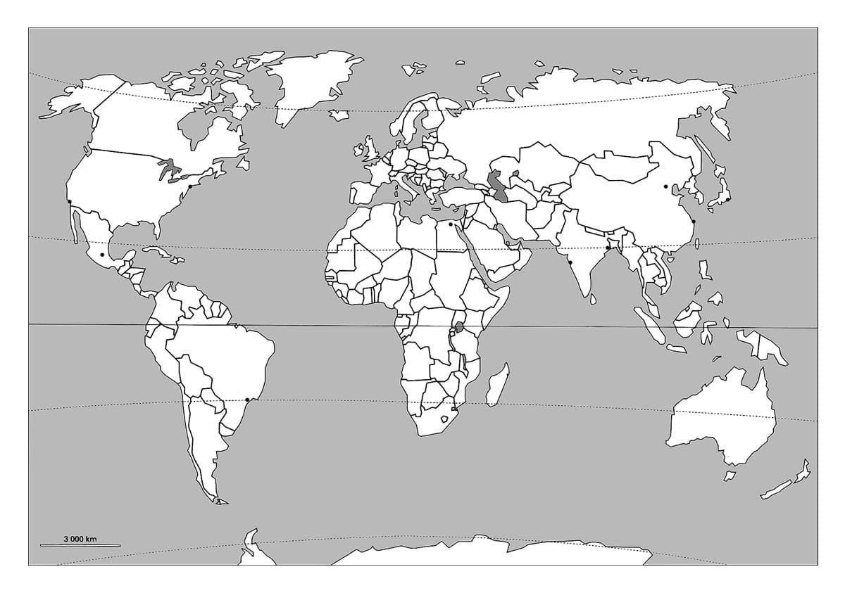 Printable Blank PDF Map Of The World Country List