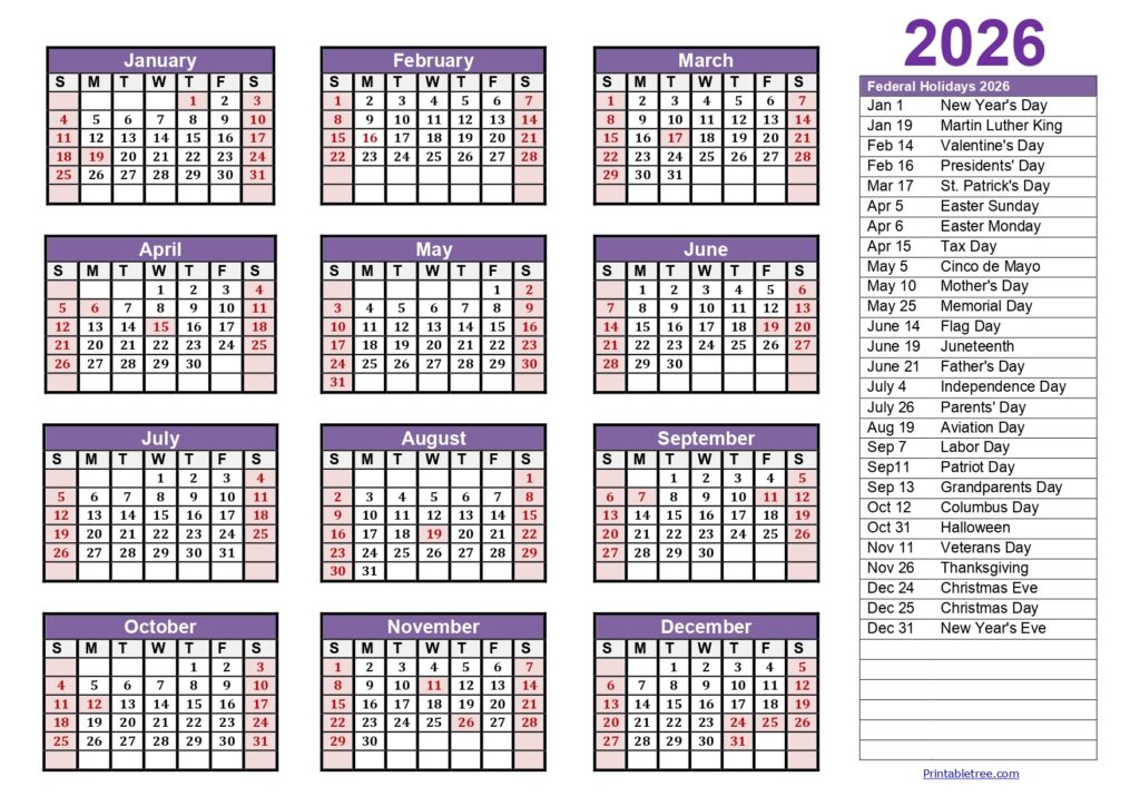 Printable Calendar 2026 Pdf Free Download - Free Printable Templates