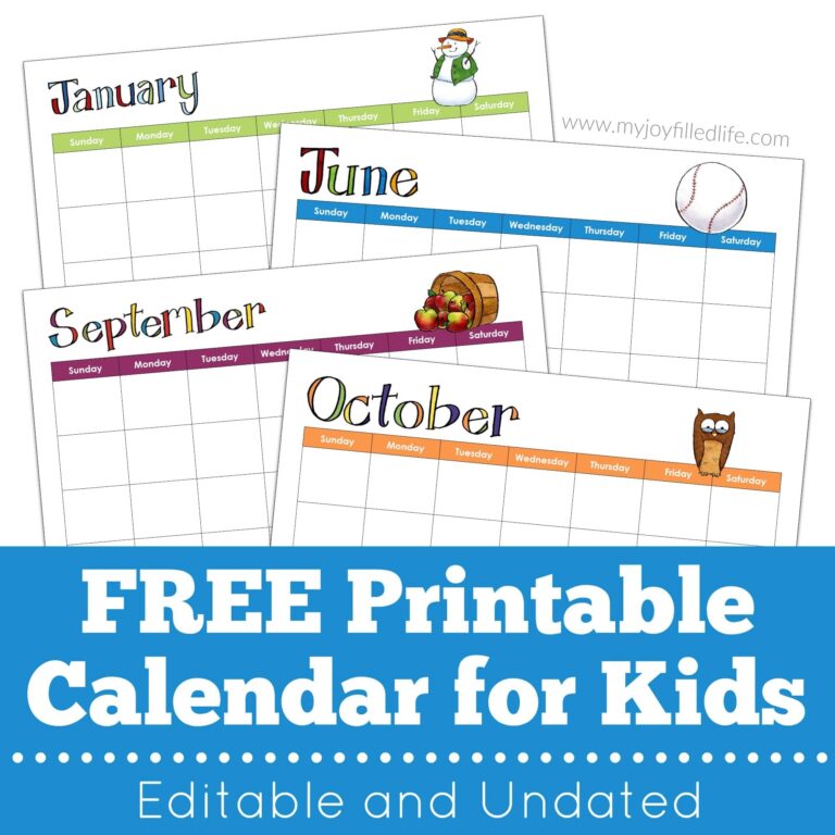 Printable Calendar Editable Undated My Joy Filled Life