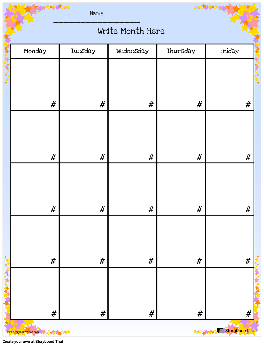 5 Day Printable Calendar