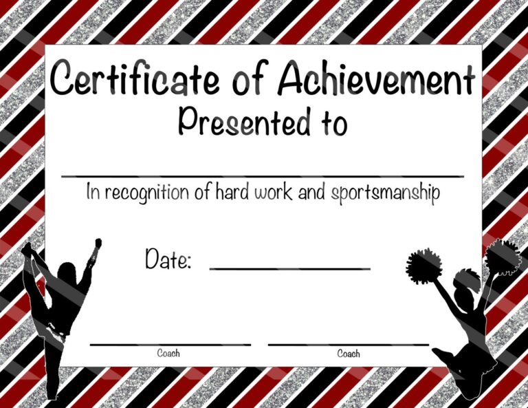 Printable Cheerleading Awards Certificates Worksheets Library