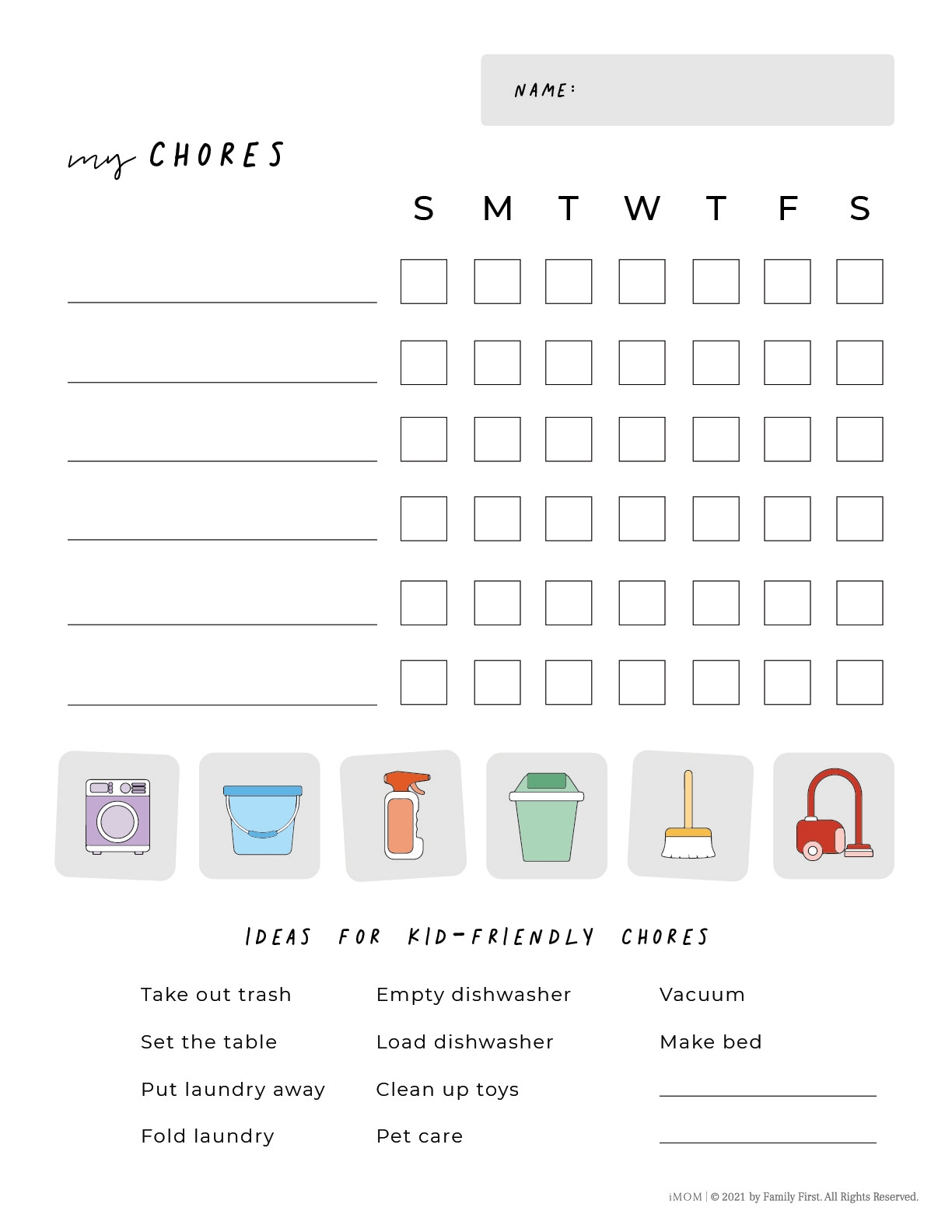 Cute Chore Chart Printable