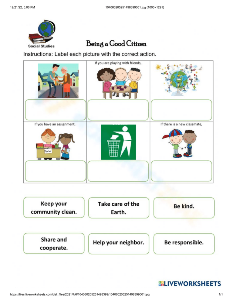 Printable Citizen In The Community Worksheets Download