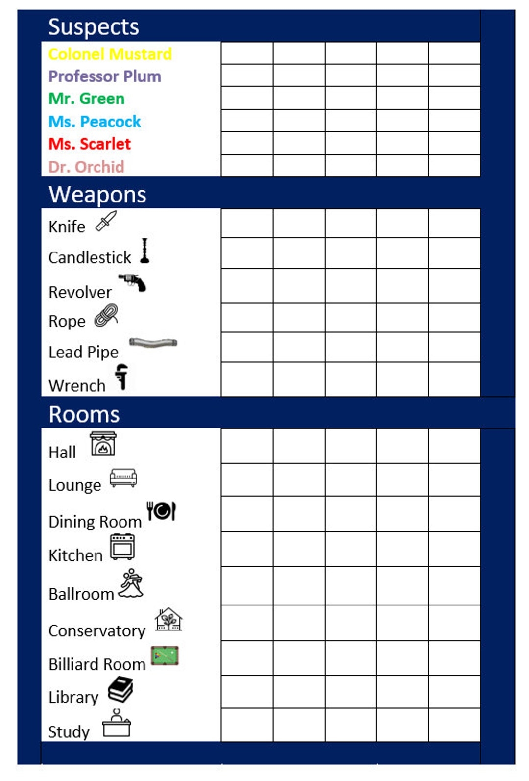 Printable Clue Score Card For The Pre reader Etsy