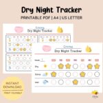 Printable Dry Night Bedwetting Chart Dry Night Tracker Toilet Training Stayed Dry All Night Girls Potty Chart Night Time Training Etsy