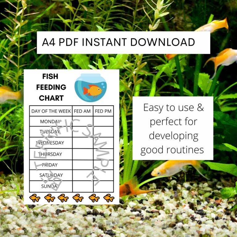 Printable Fish Feeding Chart Children s Fish Feeding Chart Pet Chart Feed Fish Chart Etsy