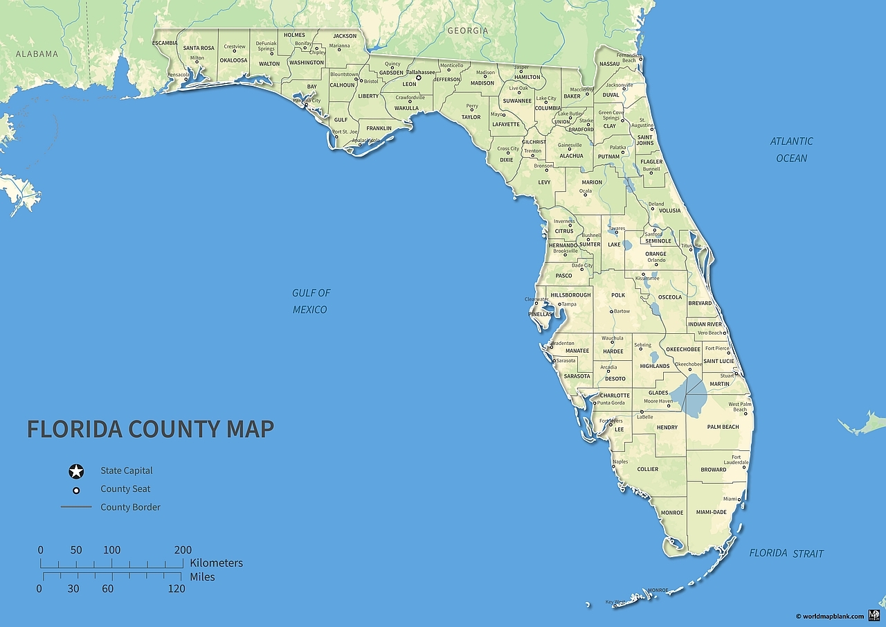 Florida Map Of Counties Printable Florida Map Of Counties Printable