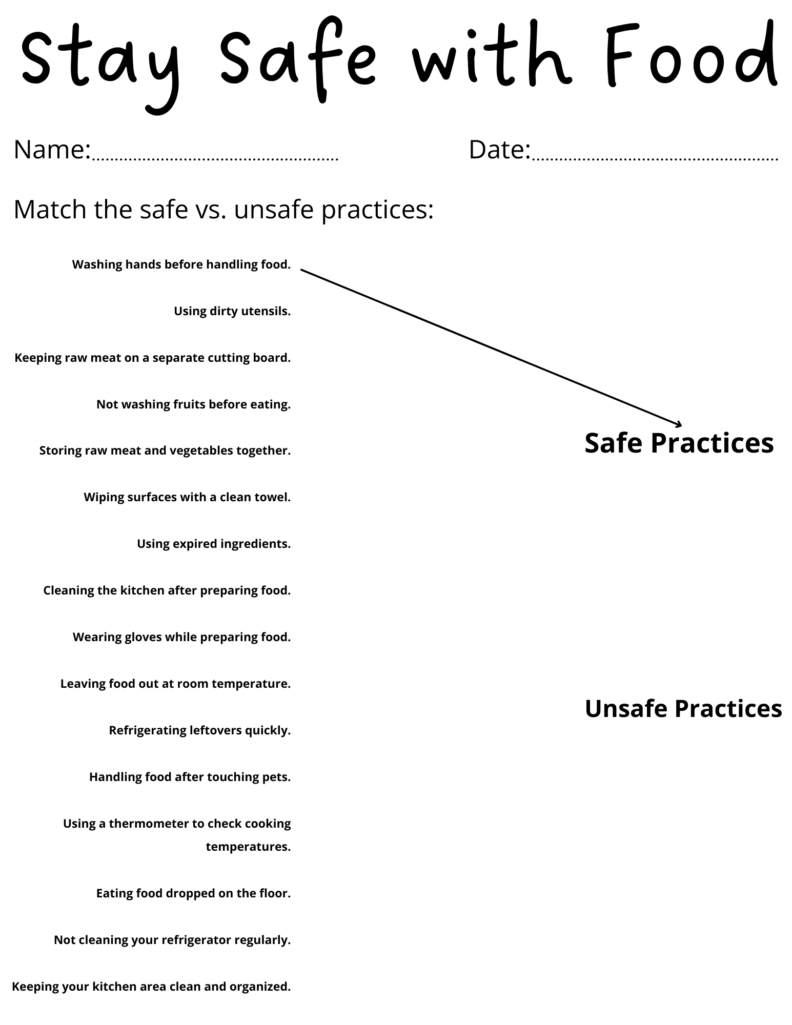 Printable Food Safety Worksheets For Elementary Made By Teachers