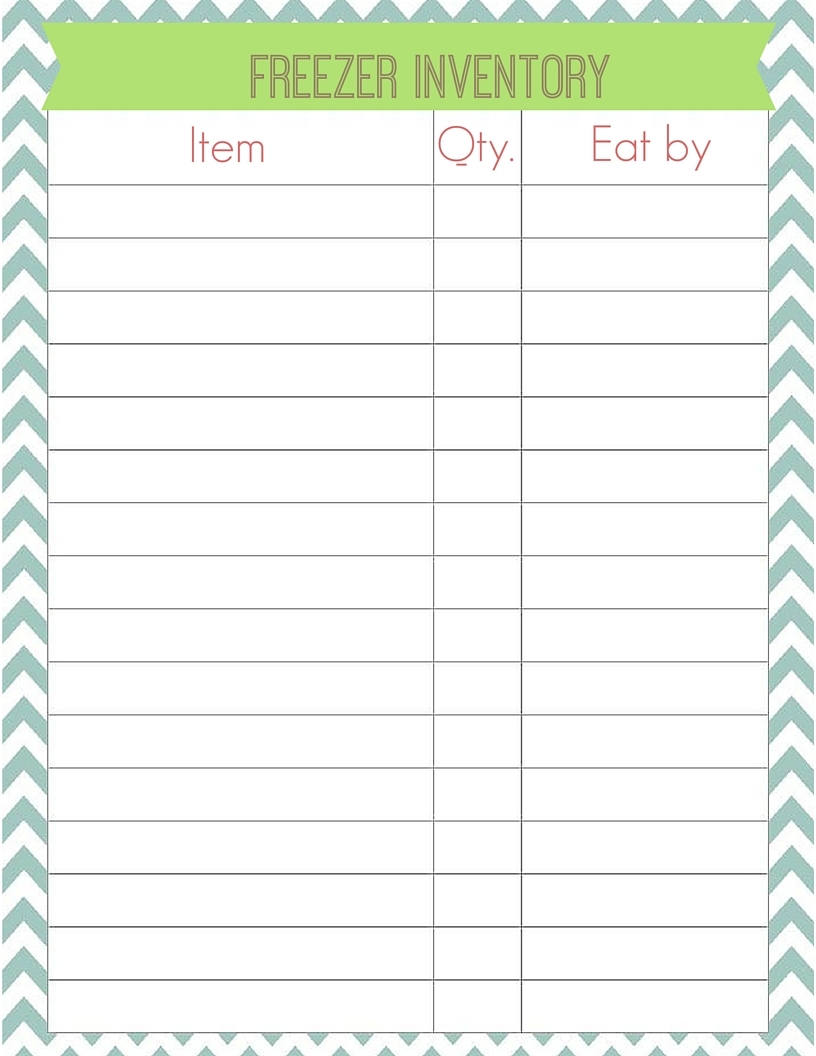 Printable Freezer Inventory