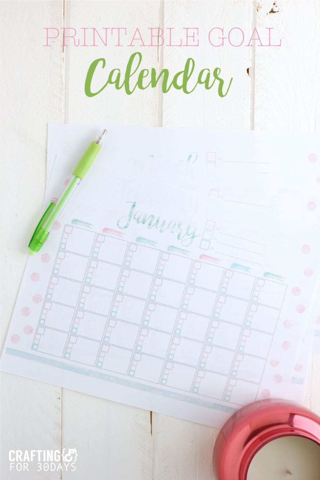 Free Printable Goal Calendar Free Printable Goal Calendar