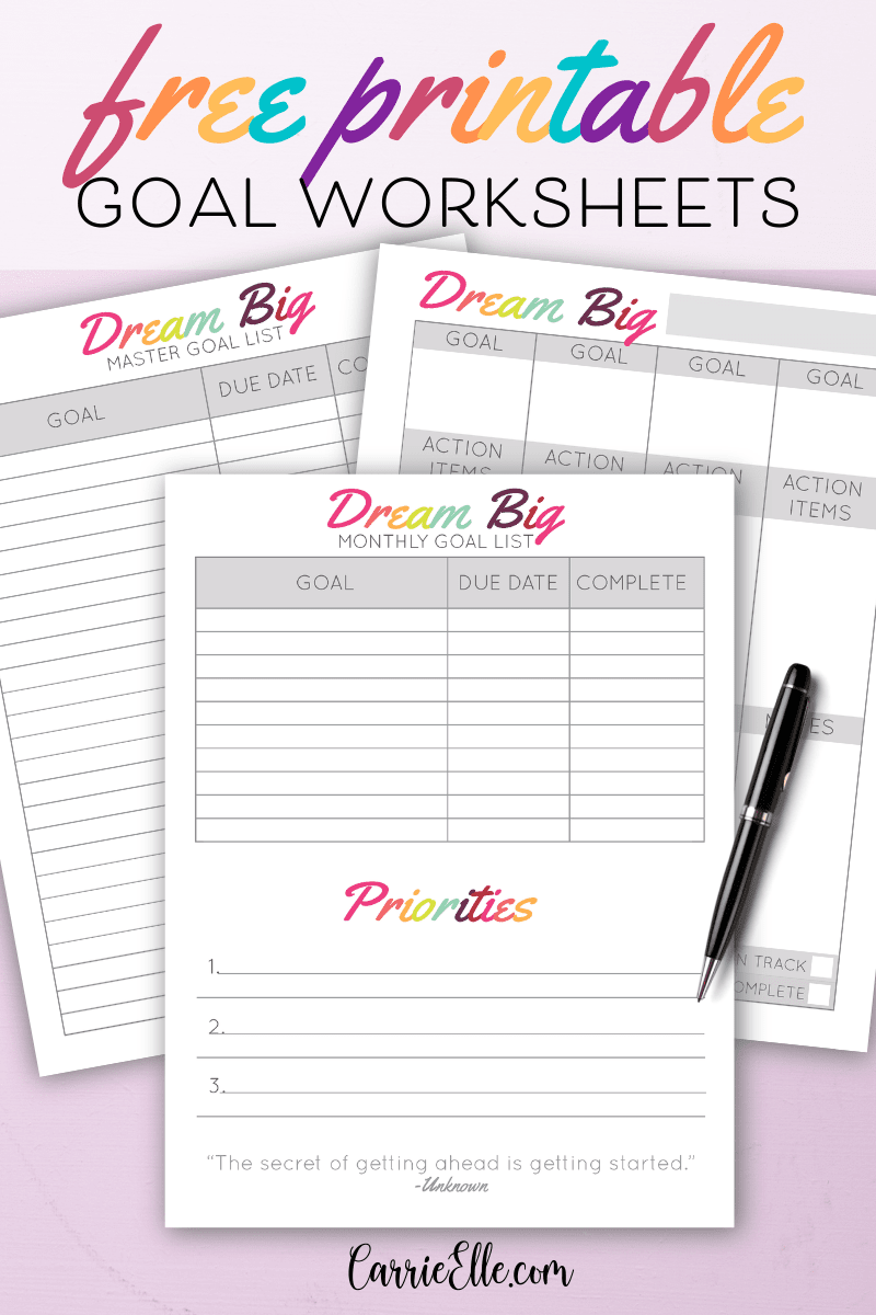 Printable Goal Setting Template Carrie Elle