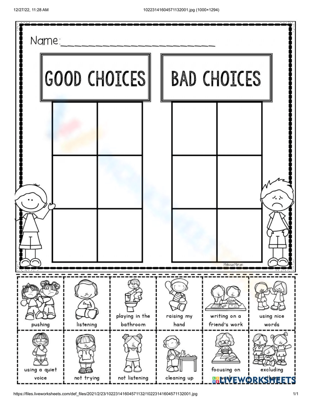 Printable Good Choices Bad Choices Worksheets Download