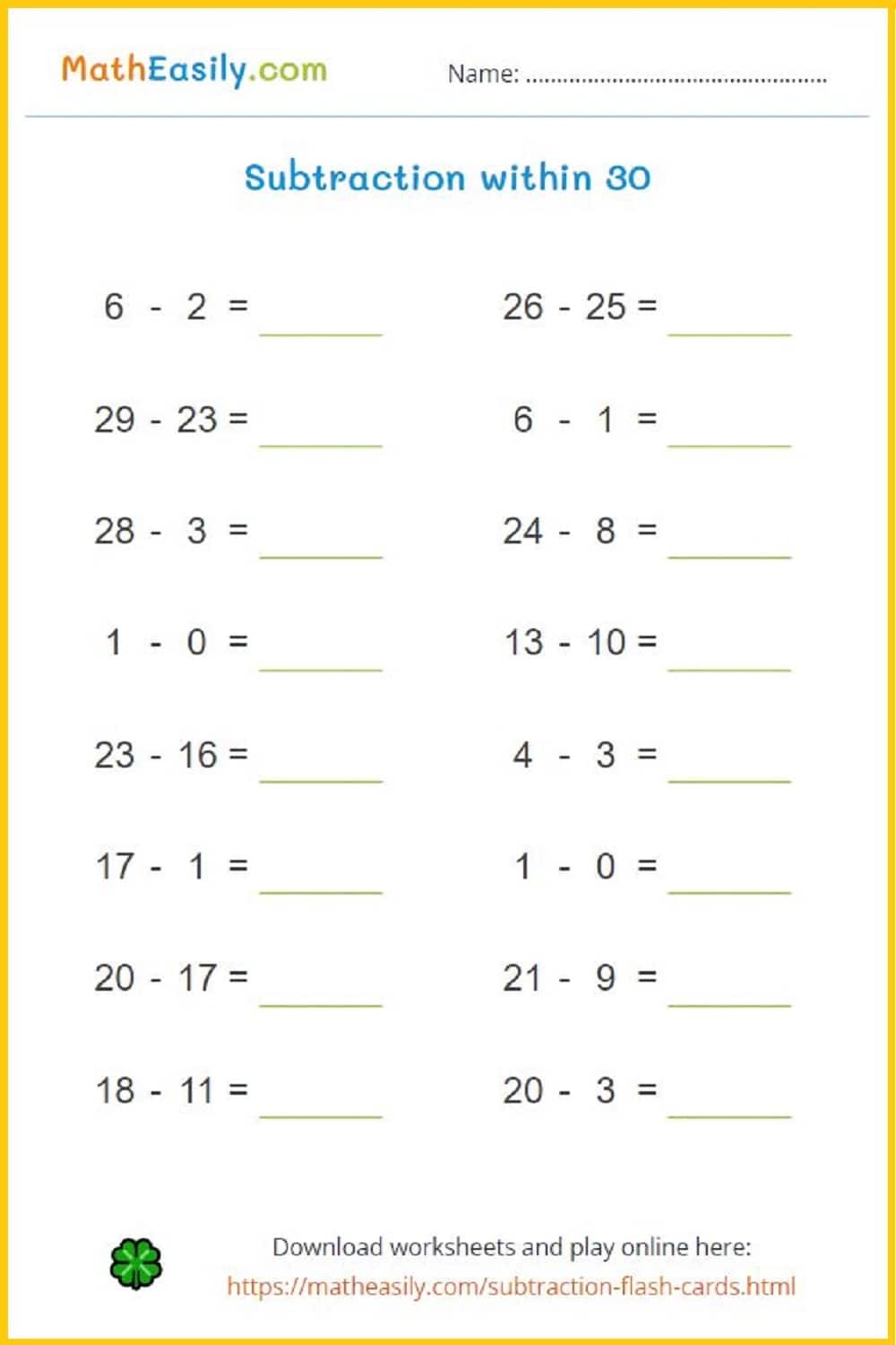Printable Children's Math Worksheets