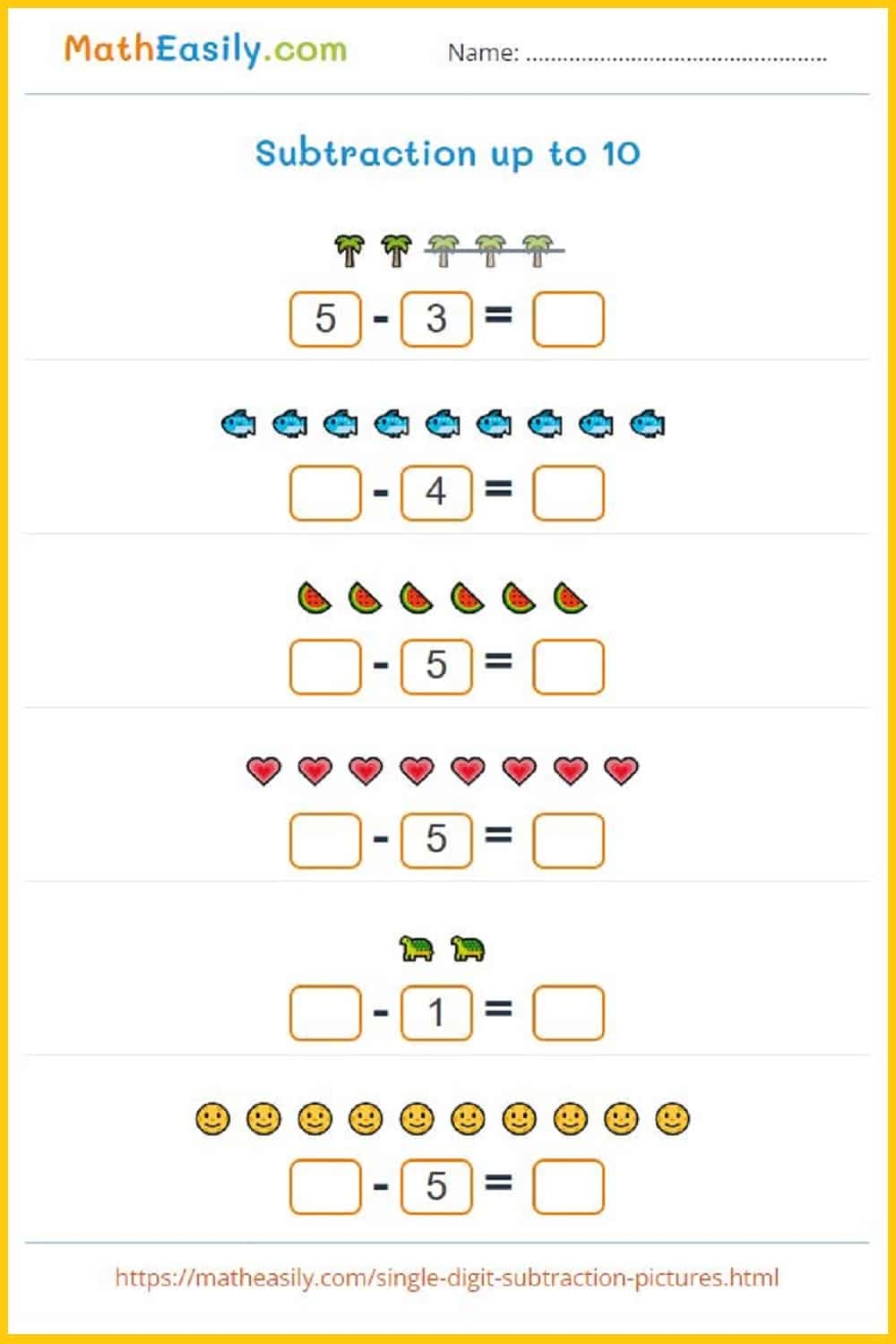 Mathematics Printable Worksheets For Kindergarten