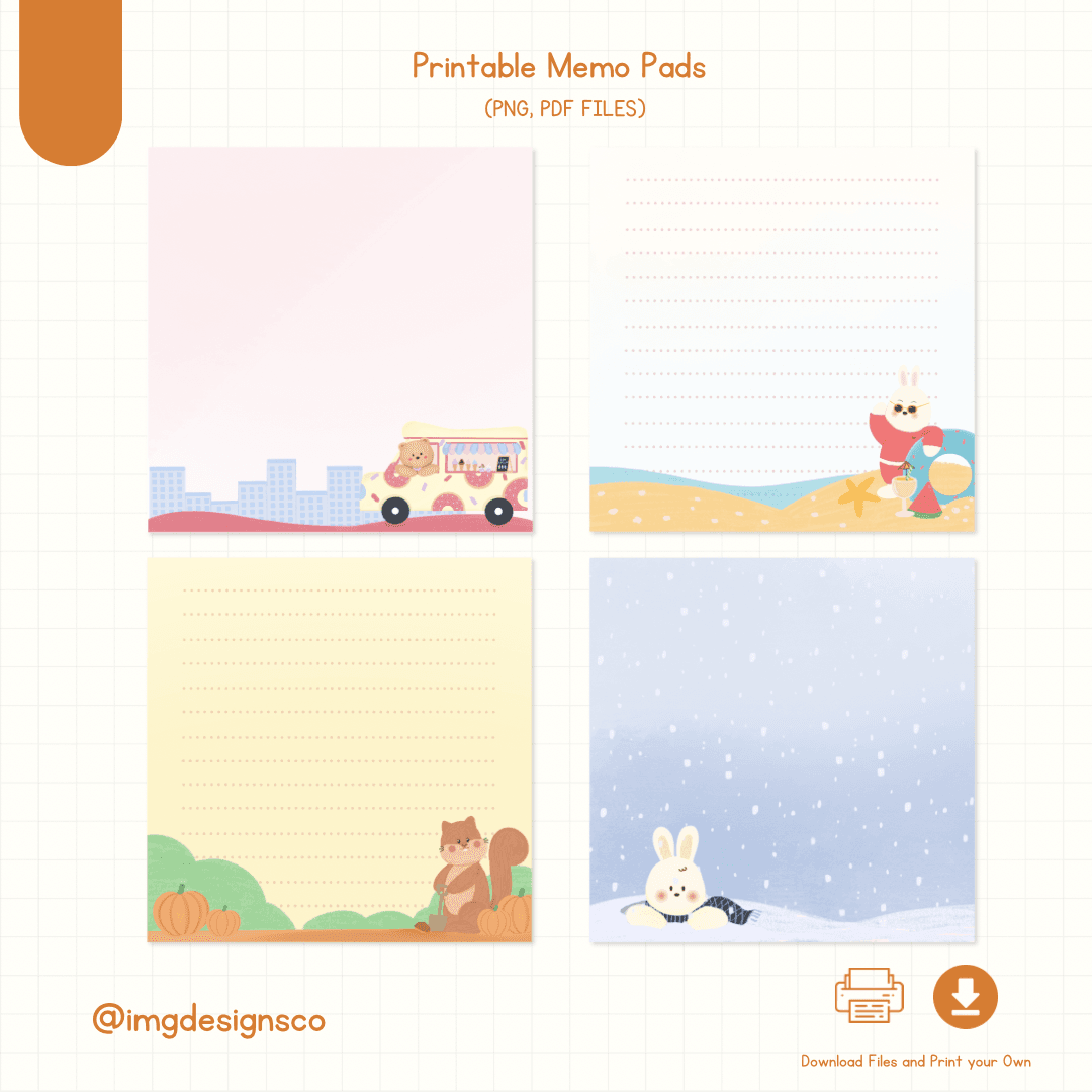 Printable Memo Pads Notepads 4 Assorted Cute Designs By Imgdesignsco Raket PH Printable Memo Pads Notepads 4 Assorted Cute Designs By Imgdesignsco Raket PH