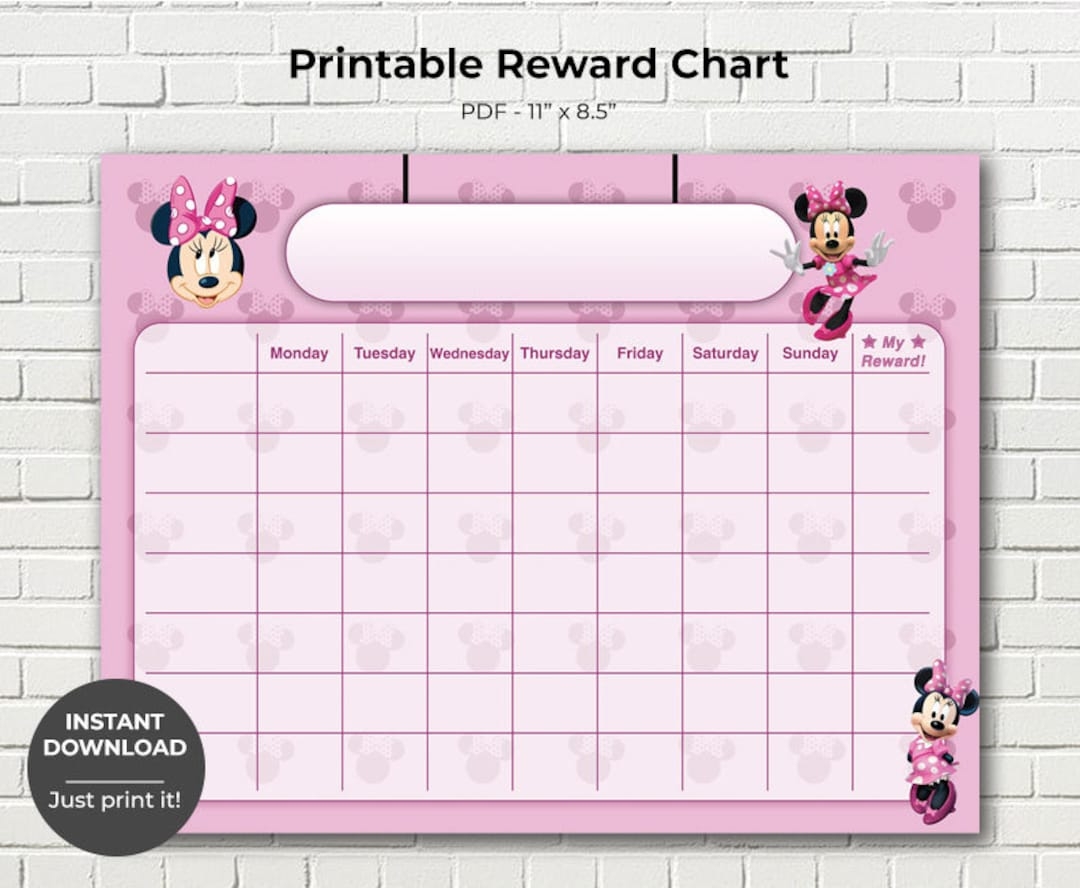 Printable Minnie Mouse Reward Chart Potty Training Chart Children s Sticker Chart Toddler Reward Chart INSTANT DOWNLOAD Etsy
