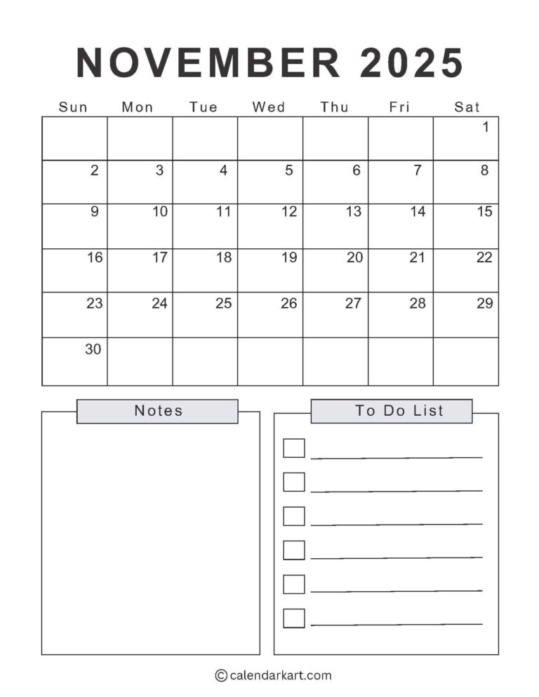 Printable November 2025 Calendars Free Pdf CalendarKart