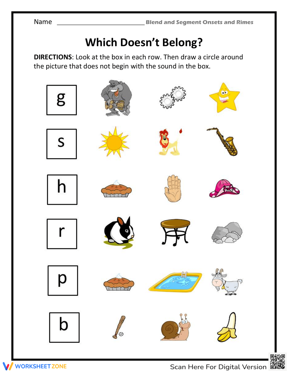 Printable Onsets And Rimes Worksheets