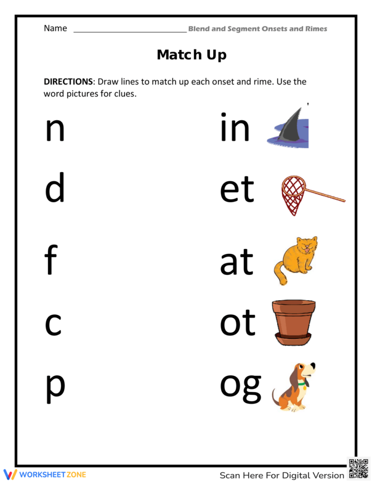 Printable Onsets And Rimes Worksheets
