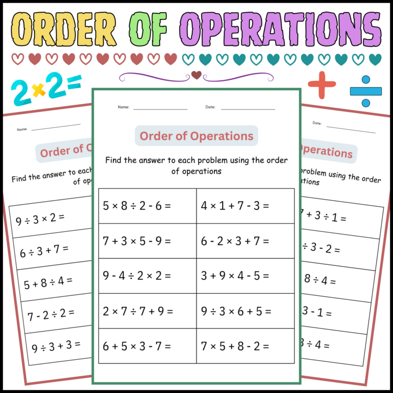 Printable Order Of Operations Digital Worksheets Activities For 4th 5th Grade Made By Teachers