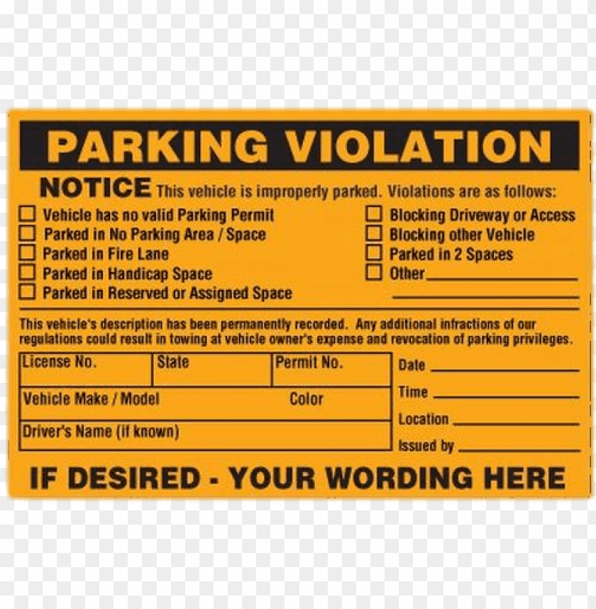 Printable Parking Violation Notice Printable Design Resources