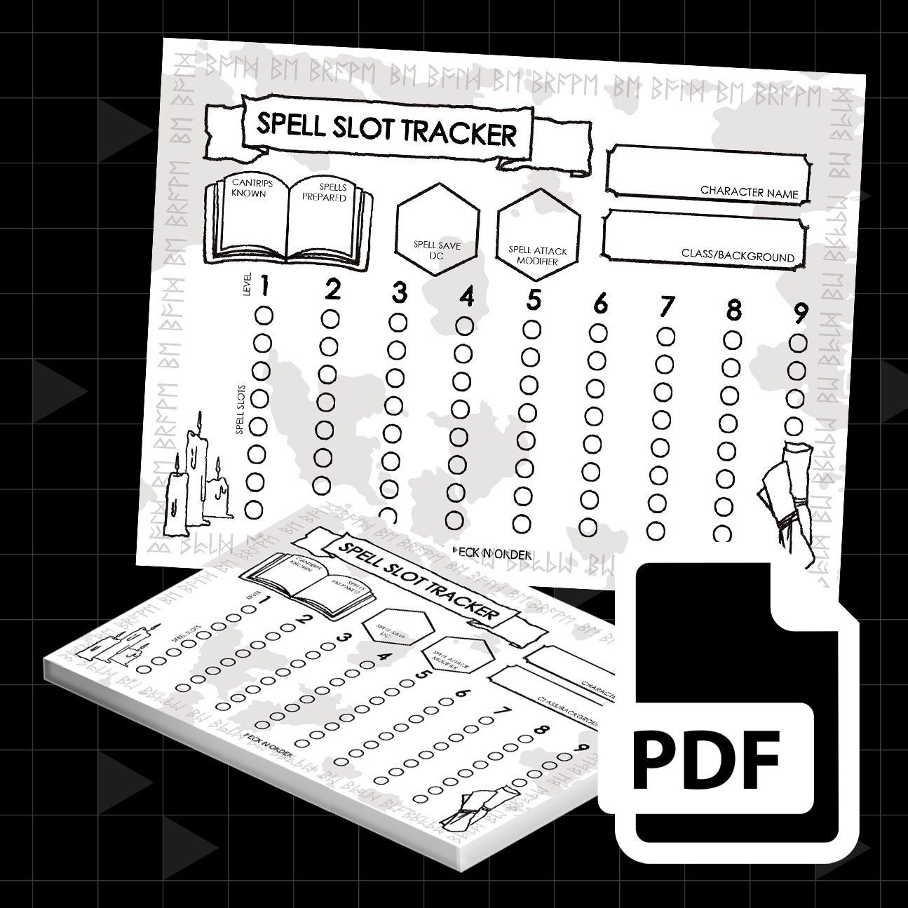 Printable PDF Dungeons And Dragons Dnd 5E Spell Slot Tracker Character Sheet Paper Pad On White Dungeon Master Screen Inserts Dnd Gift Etsy