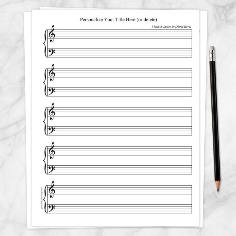 Printable Personalized Sheet Music BLANK Piano And Vocals Personalize Title And Name Instant Download Etsy